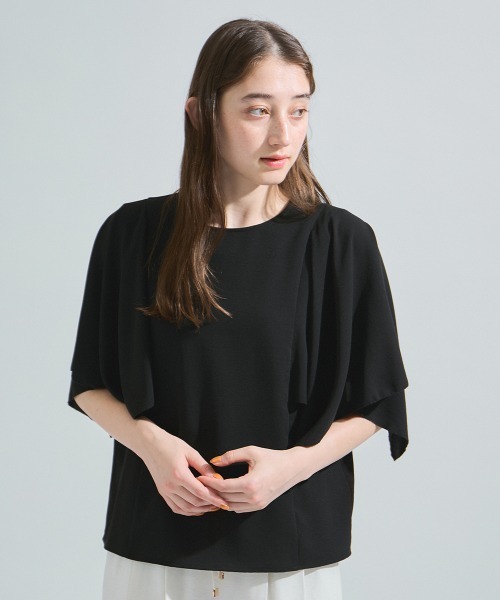 ketty(ケティ)の「2WAYジョーゼットフリルトップス≪手洗い可能≫(Tシャツ/カットソー・レディース・ネイビー/ブラック/オフホワイト・M)」の5枚目の写真