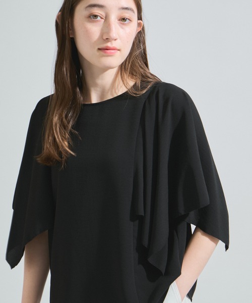 ketty(ケティ)の「2WAYジョーゼットフリルトップス≪手洗い可能≫(Tシャツ/カットソー・レディース・ネイビー/ブラック/オフホワイト・M)」の6枚目の写真
