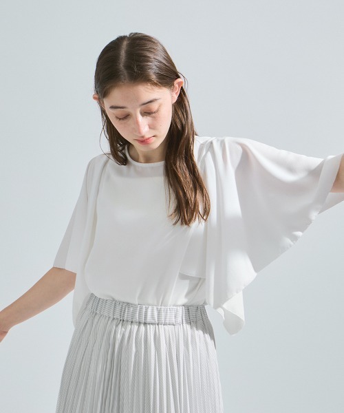 ketty(ケティ)の「2WAYジョーゼットフリルトップス≪手洗い可能≫(Tシャツ/カットソー・レディース・ネイビー/ブラック/オフホワイト・M)」の9枚目の写真