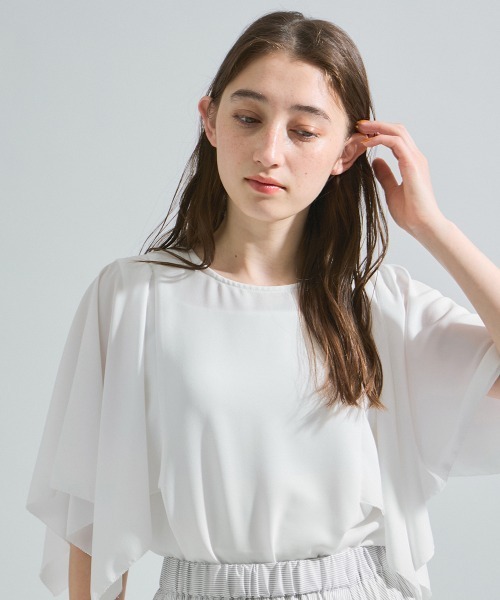 ketty(ケティ)の「2WAYジョーゼットフリルトップス≪手洗い可能≫(Tシャツ/カットソー・レディース・ネイビー/ブラック/オフホワイト・M)」の10枚目の写真