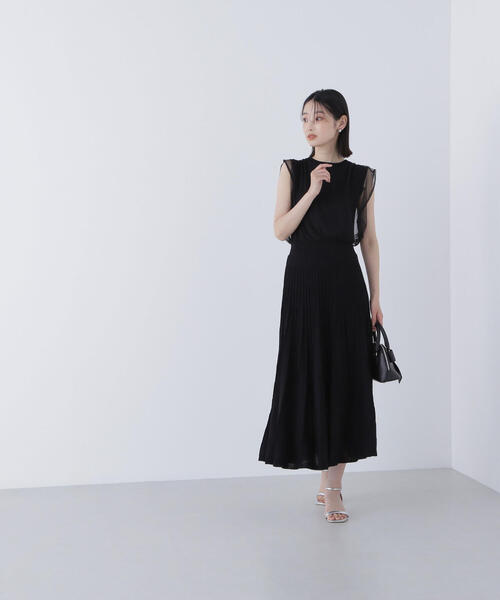 NATURAL BEAUTY BASIC(ナチュラルビューティーベーシック)の「◇チュールドッキングニットワンピース(ワンピース・レディース・ダークブラウン/ダークオレンジ/ブラック・MEDIUM/P/S)」の5枚目の写真