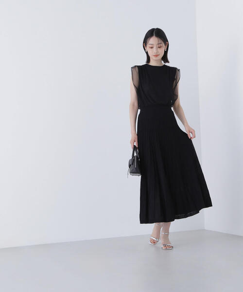 NATURAL BEAUTY BASIC(ナチュラルビューティーベーシック)の「◇チュールドッキングニットワンピース(ワンピース・レディース・ダークブラウン/ダークオレンジ/ブラック・MEDIUM/P/S)」の9枚目の写真