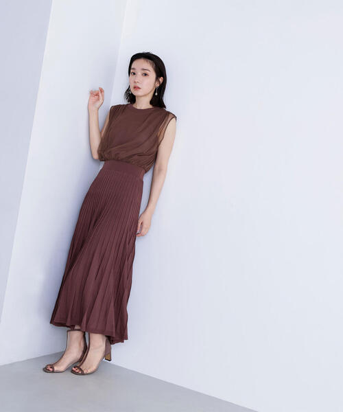 NATURAL BEAUTY BASIC(ナチュラルビューティーベーシック)の「◇チュールドッキングニットワンピース(ワンピース・レディース・ダークブラウン/ダークオレンジ/ブラック・MEDIUM/P/S)」の14枚目の写真