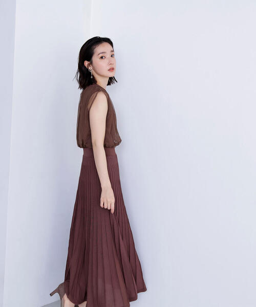 NATURAL BEAUTY BASIC(ナチュラルビューティーベーシック)の「◇チュールドッキングニットワンピース(ワンピース・レディース・ダークブラウン/ダークオレンジ/ブラック・MEDIUM/P/S)」の15枚目の写真