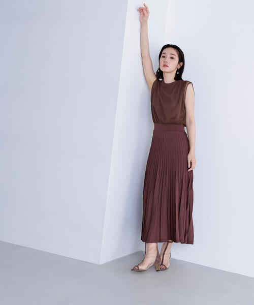NATURAL BEAUTY BASIC(ナチュラルビューティーベーシック)の「◇チュールドッキングニットワンピース(ワンピース・レディース・ダークブラウン/ダークオレンジ/ブラック・MEDIUM/P/S)」の16枚目の写真