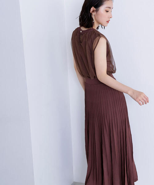NATURAL BEAUTY BASIC(ナチュラルビューティーベーシック)の「◇チュールドッキングニットワンピース(ワンピース・レディース・ダークブラウン/ダークオレンジ/ブラック・MEDIUM/P/S)」の17枚目の写真