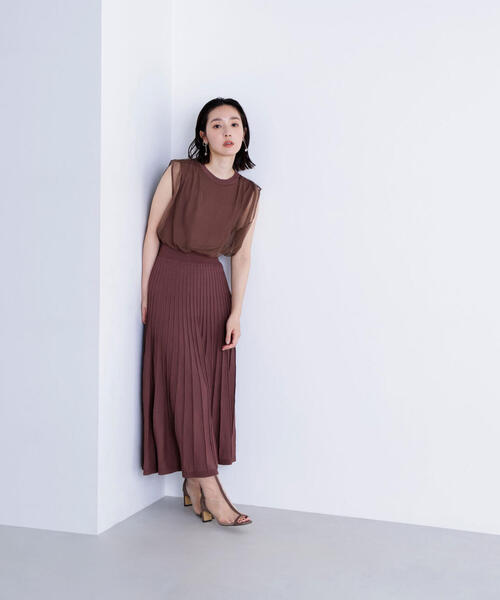 NATURAL BEAUTY BASIC(ナチュラルビューティーベーシック)の「◇チュールドッキングニットワンピース(ワンピース・レディース・ダークブラウン/ダークオレンジ/ブラック・MEDIUM/P/S)」の18枚目の写真