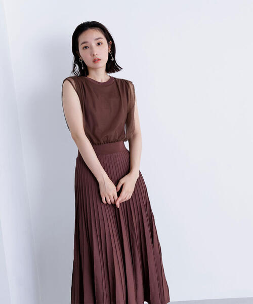 NATURAL BEAUTY BASIC(ナチュラルビューティーベーシック)の「◇チュールドッキングニットワンピース(ワンピース・レディース・ダークブラウン/ダークオレンジ/ブラック・MEDIUM/P/S)」の19枚目の写真