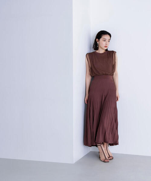 NATURAL BEAUTY BASIC(ナチュラルビューティーベーシック)の「◇チュールドッキングニットワンピース(ワンピース・レディース・ダークブラウン/ダークオレンジ/ブラック・MEDIUM/P/S)」の20枚目の写真