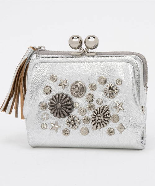 perche（ペルケ）の「ペルケ perche / マルチスタッズがま口二つ折りウォレット（財布・レディース・ブラック/シルバー/ゴールド/グレー・FREE）」の3枚目の写真