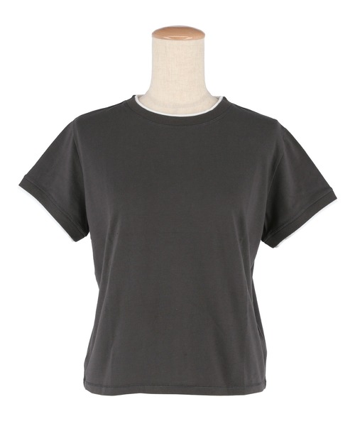 coca（coca）（コカ）の「レイヤード半袖トップス（Tシャツ/カットソー・レディース・ブラック/チャコール・S/M/L）」の21枚目の写真
