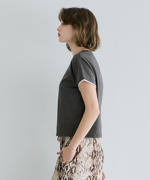 coca（coca）（コカ）の「レイヤード半袖トップス（Tシャツ/カットソー・レディース・ブラック/チャコール・S/M/L）」の4枚目の写真