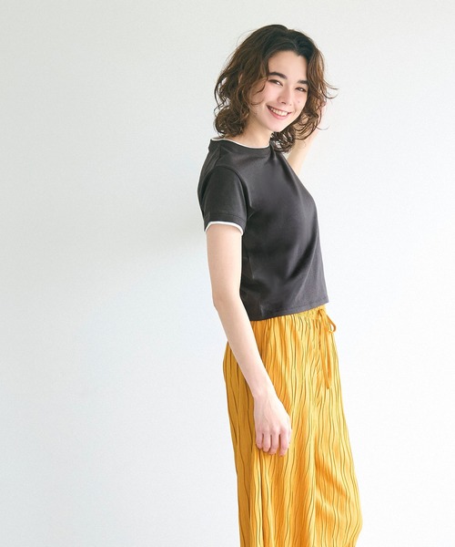 coca（coca）（コカ）の「レイヤード半袖トップス（Tシャツ/カットソー・レディース・ブラック/チャコール・S/M/L）」の10枚目の写真