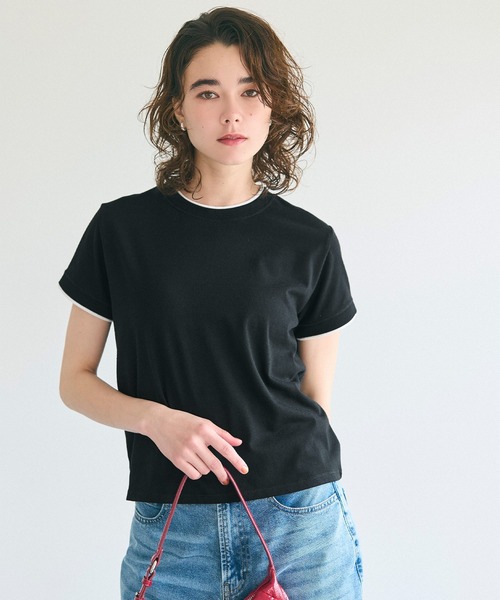 coca（coca）（コカ）の「レイヤード半袖トップス（Tシャツ/カットソー・レディース・ブラック/チャコール・S/M/L）」の16枚目の写真