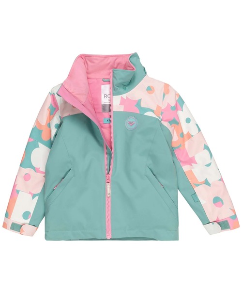 タグ付き ROXY キッズ 130cm スノージャケット スキー スノボー セール】SNOWY TALE JK /ロキシーキッズ総柄袖口グローブループ