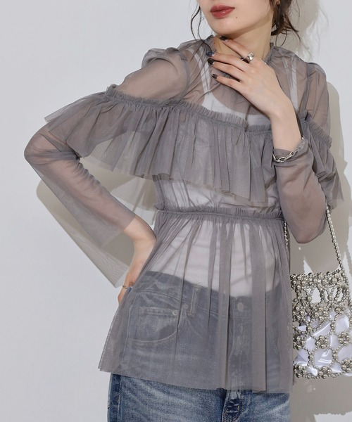 アトリエボズ◇LAPIN AGILL ギャザーブラウス 黒 フリル袖 ゴスロリ Lapin Agill 2021 Collection Set by Atelier Boz