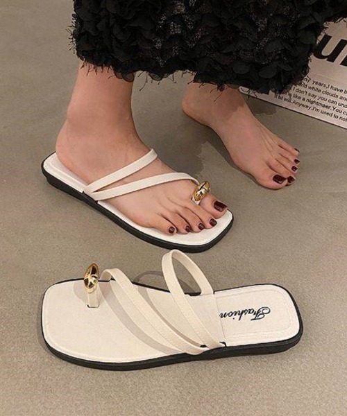 おしゃれスタ（オシャレスタ）の「華奢ストラップゴールドチャームサンダル（4色展開）（サンダル・レディース・ブラック/ホワイト/ブラウン/ベージュ・36/37/38/39/40）」の11枚目の写真