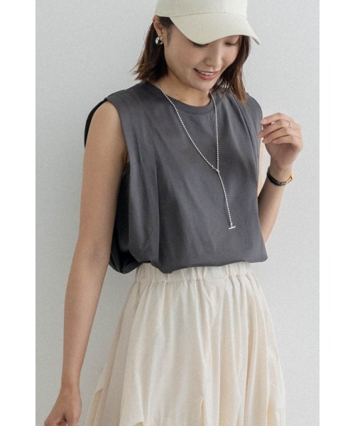 M.deux（エムドゥ）の「［ドライタッチフレアカットソー］（Tシャツ/カットソー・レディース・チャコールグレー/レッド/ブルー・MEDIUM）」の2枚目の写真
