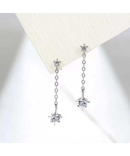 Sakka(サッカ)の「星型チェーンピアス 【金属アレルギー対応】(ピアス(両耳用)・レディース・シルバー系/シルバー・FREE)」の7枚目の写真