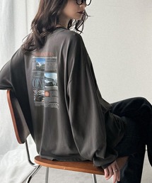 60832 FANTASTIC NINE 重ね着ロンT　黒ｘ白 プリント ロンT」に該当するTシャツ/カットソーファッション通販