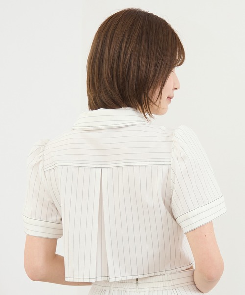 REDYAZEL（レディアゼル）の「【セットアップ可能】フロントZIPクロップドシャツ（シャツ/ブラウス・レディース・ネイビー/サックスブルー/オフホワイト・SMALL/MEDIUM）」の10枚目の写真