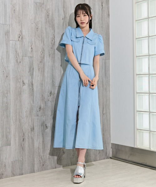 REDYAZEL（レディアゼル）の「【セットアップ可能】フロントZIPクロップドシャツ（シャツ/ブラウス・レディース・ネイビー/サックスブルー/オフホワイト・SMALL/MEDIUM）」の12枚目の写真