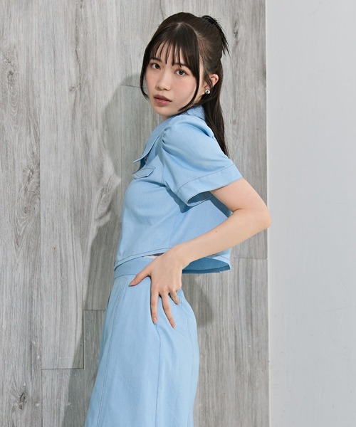 REDYAZEL（レディアゼル）の「【セットアップ可能】フロントZIPクロップドシャツ（シャツ/ブラウス・レディース・ネイビー/サックスブルー/オフホワイト・SMALL/MEDIUM）」の13枚目の写真