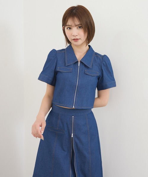 REDYAZEL（レディアゼル）の「【セットアップ可能】フロントZIPクロップドシャツ（シャツ/ブラウス・レディース・ネイビー/サックスブルー/オフホワイト・SMALL/MEDIUM）」の16枚目の写真