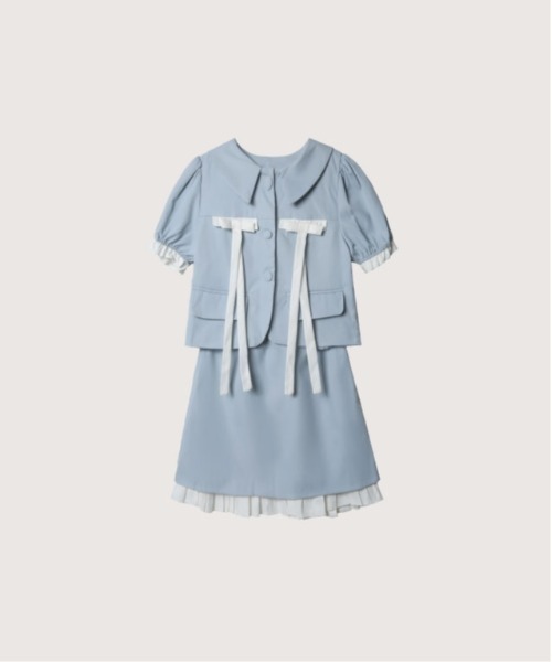 ラポミプチ ベイビーブルーリボントレーナー ラポミ プチ LA POMME petit Many Ribbon Sweat （Blue