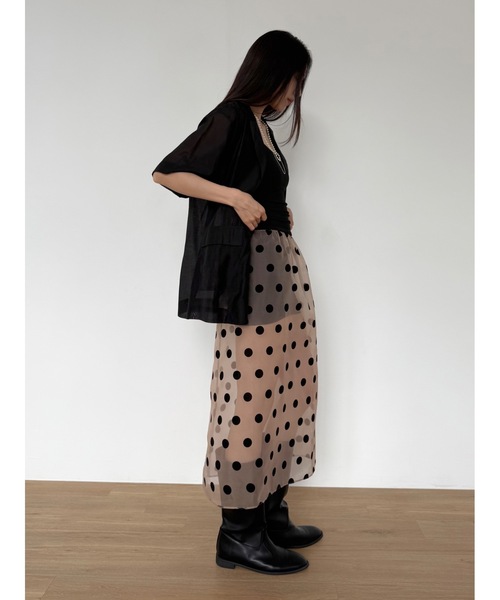Didot.showroom（ディドット ショールーム）の「【DIDOT.】ドットオーガンジーレイヤードSK（スカート・レディース・ブラック/ホワイト/ベージュ・FREE）」の3枚目の写真
