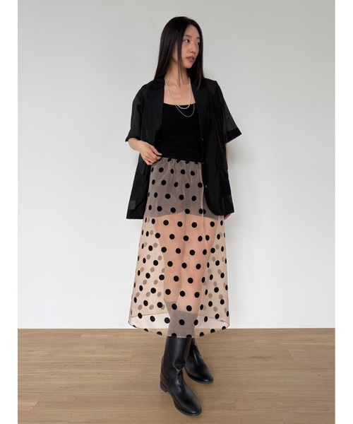 Didot.showroom（ディドット ショールーム）の「【DIDOT.】ドットオーガンジーレイヤードSK（スカート・レディース・ブラック/ホワイト/ベージュ・FREE）」の13枚目の写真