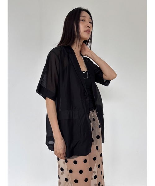 Didot.showroom（ディドット ショールーム）の「【DIDOT.】ドットオーガンジーレイヤードSK（スカート・レディース・ブラック/ホワイト/ベージュ・FREE）」の15枚目の写真