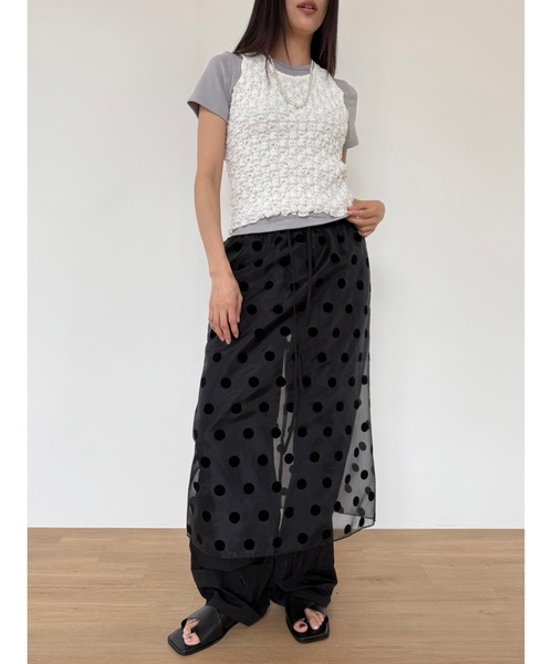 Didot.showroom（ディドット ショールーム）の「【DIDOT.】ドットオーガンジーレイヤードSK（スカート・レディース・ブラック/ホワイト/ベージュ・FREE）」の9枚目の写真