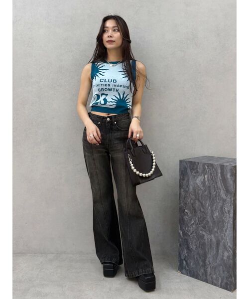 EVRIS（エヴリス）の「ジャガードグラフィックニットトップス（ニット/セーター・レディース・ブラック/ブルー・FREE）」の10枚目の写真