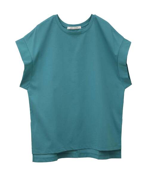 MELROSE claire(メルローズ クレール)の「ドロップショルダーチュニック(Tシャツ/カットソー・レディース・グレイッシュベージュ/ブルーグリーン/ホワイト×グレー/チャコールグレー・FREE)」の4枚目の写真