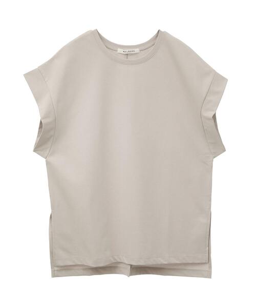 MELROSE claire(メルローズ クレール)の「ドロップショルダーチュニック(Tシャツ/カットソー・レディース・グレイッシュベージュ/ブルーグリーン/ホワイト×グレー/チャコールグレー・FREE)」の1枚目の写真