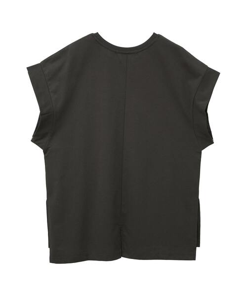 MELROSE claire(メルローズ クレール)の「ドロップショルダーチュニック(Tシャツ/カットソー・レディース・グレイッシュベージュ/ブルーグリーン/ホワイト×グレー/チャコールグレー・FREE)」の5枚目の写真