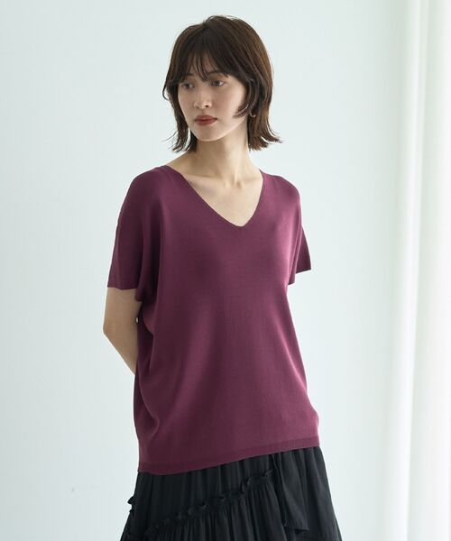 YECCA VECCA（イェッカヴェッカ）の「Vネックドルマンニット（ニット/セーター・レディース・ブラック/キャメル/パープル・FREE）」の18枚目の写真