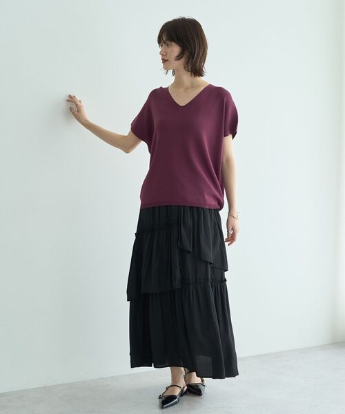 YECCA VECCA（イェッカヴェッカ）の「Vネックドルマンニット（ニット/セーター・レディース・ブラック/キャメル/パープル・FREE）」の22枚目の写真