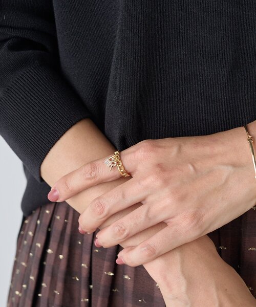 BEARDSLEY（ビアズリー）の「バッグとキーモチーフのオープンリング（リング・レディース・ゴールド・FREE）」の2枚目の写真