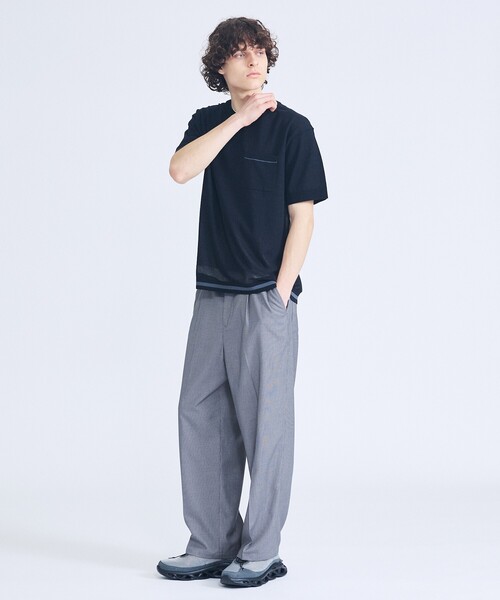 ABAHOUSE（アバハウス）の「メッシュニット シアーTシャツ/ サマーニット（Tシャツ/カットソー・メンズ・グレイッシュブルー/ホワイト/グリーン/ブラック・48/46）」の5枚目の写真