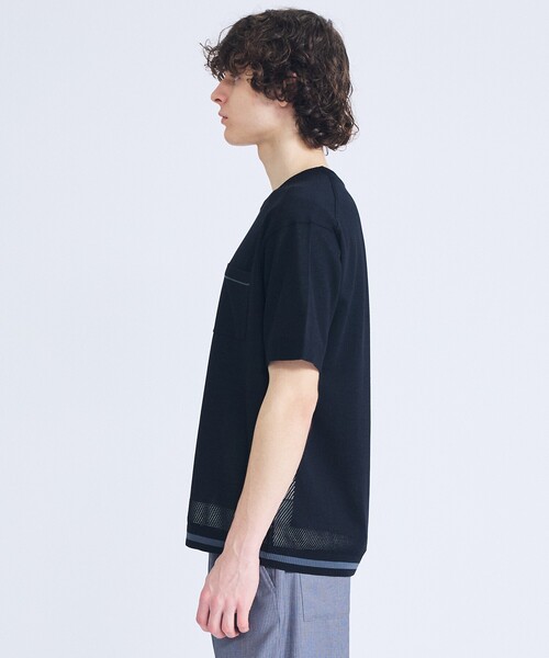 ABAHOUSE（アバハウス）の「メッシュニット シアーTシャツ/ サマーニット（Tシャツ/カットソー・メンズ・グレイッシュブルー/ホワイト/グリーン/ブラック・48/46）」の6枚目の写真