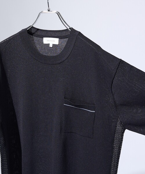 ABAHOUSE（アバハウス）の「メッシュニット シアーTシャツ/ サマーニット（Tシャツ/カットソー・メンズ・グレイッシュブルー/ホワイト/グリーン/ブラック・48/46）」の15枚目の写真