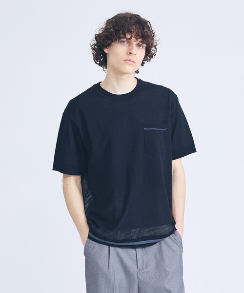 ABAHOUSE（アバハウス）の「メッシュニット シアーTシャツ/ サマーニット（Tシャツ/カットソー・メンズ・グレイッシュブルー/ホワイト/グリーン/ブラック・48/46）」の16枚目の写真
