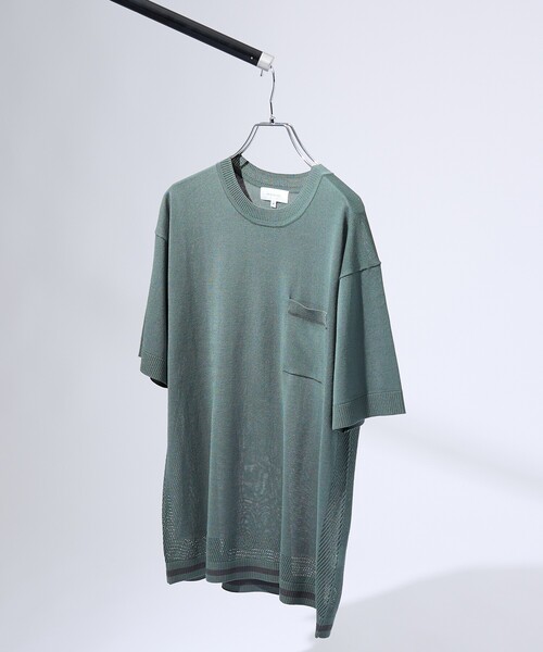 ABAHOUSE（アバハウス）の「メッシュニット シアーTシャツ/ サマーニット（Tシャツ/カットソー・メンズ・グレイッシュブルー/ホワイト/グリーン/ブラック・48/46）」の20枚目の写真