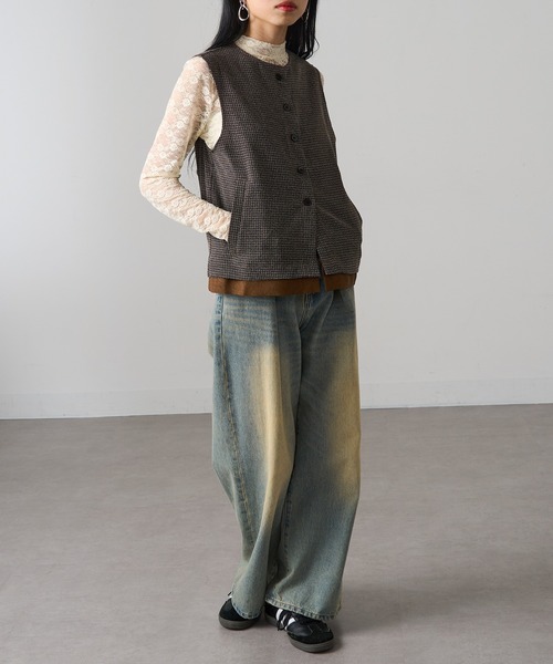MAGASIN DE MODE Onjna(マガジンデモードオンジェナ )の「【MAGASIN DE MODE Onjna】ツイードベスト trc(ベスト・レディース・ブラウン/ブラック/オフホワイト・FREE)」の5枚目の写真