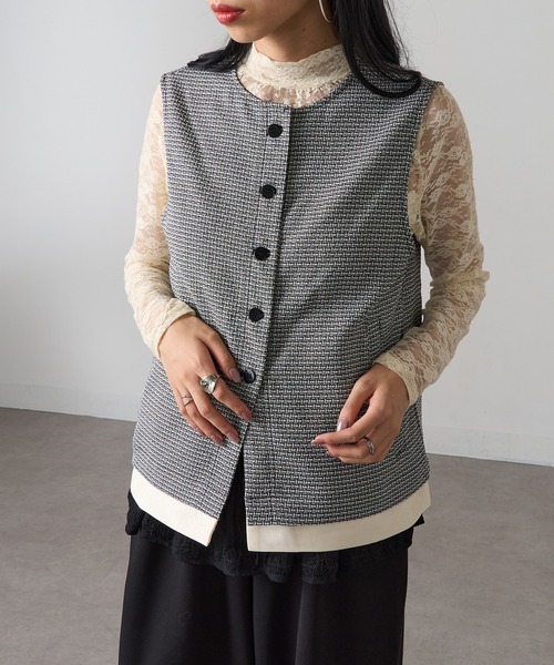 MAGASIN DE MODE Onjna(マガジンデモードオンジェナ )の「【MAGASIN DE MODE Onjna】ツイードベスト trc(ベスト・レディース・ブラウン/ブラック/オフホワイト・FREE)」の10枚目の写真