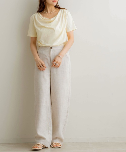 NOAHL(ノアル)の「【NOAHL】ドレープデザインTシャツ(Tシャツ/カットソー・レディース・オートミール/ブラック/アイボリー・FREE)」の10枚目の写真