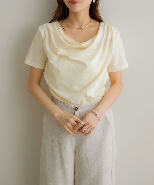 NOAHL(ノアル)の「【NOAHL】ドレープデザインTシャツ(Tシャツ/カットソー・レディース・オートミール/ブラック/アイボリー・FREE)」の13枚目の写真