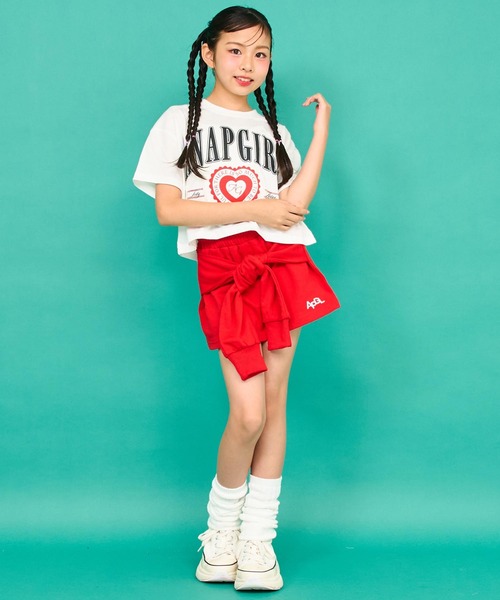 ANAP GｉRL（アナップガール）の「カレッジ プリント クロップド Tシャツ（Tシャツ/カットソー・キッズ・ブラック/ネイビー/ホワイト・XS/S/M）」の8枚目の写真